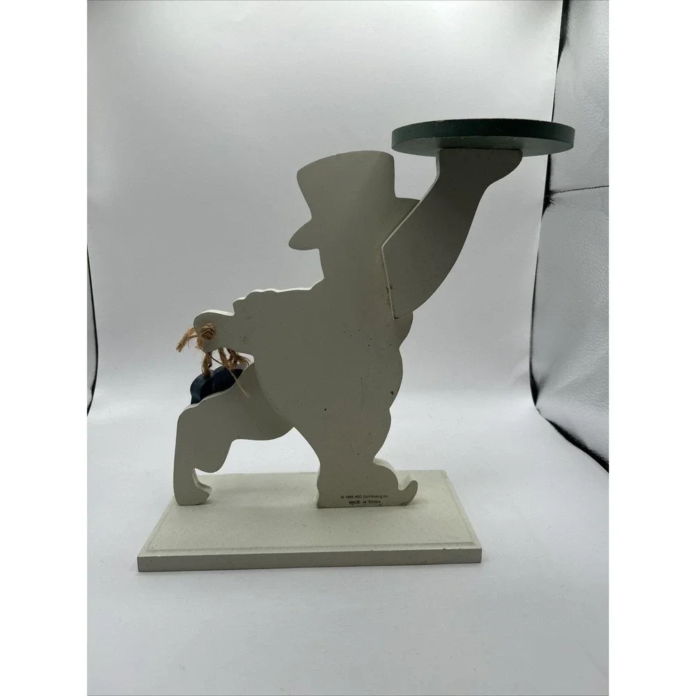 1999 Vintage ABC‎ Distributing Snowman Candle Holder Skating Holiday Decoration